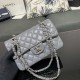 CHANEL SMALL CLASSIC FLAP HANDBAG Lambskin & Silver-Tone Metal Grey A01113