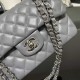 CHANEL SMALL CLASSIC FLAP HANDBAG Lambskin & Silver-Tone Metal Grey A01113