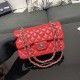 CHANEL SMALL CLASSIC FLAP HANDBAG Lambskin & Silver-Tone Metal Red A01113