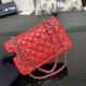 CHANEL SMALL CLASSIC FLAP HANDBAG Lambskin & Silver-Tone Metal Red A01113