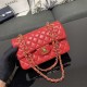 CHANEL SMALL CLASSIC FLAP HANDBAG Lambskin & Gold-Tone Metal Red A01113