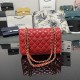 CHANEL SMALL CLASSIC FLAP HANDBAG Lambskin & Gold-Tone Metal Red A01113