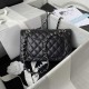 CHANEL SMALL CLASSIC FLAP HANDBAG Grained Calfskin & Silver-Tone Metal Black A01113