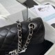 CHANEL SMALL CLASSIC FLAP HANDBAG Grained Calfskin & Silver-Tone Metal Black A01113