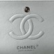 CHANEL SMALL CLASSIC FLAP HANDBAG Grained Calfskin & Silver-Tone Metal White A01113