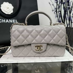 CHANEL MINI FLAP BAG WITH TOP HANDLE  AS2431 Grey