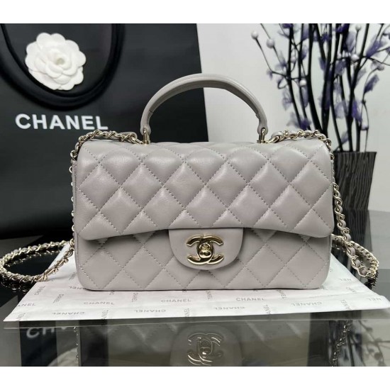 CHANEL MINI FLAP BAG WITH TOP HANDLE  AS2431 Grey