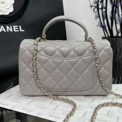 CHANEL MINI FLAP BAG WITH TOP HANDLE  AS2431 Grey