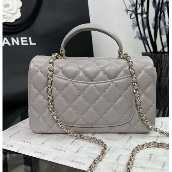 CHANEL MINI FLAP BAG WITH TOP HANDLE  AS2431 Grey