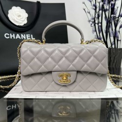 CHANEL MINI FLAP BAG WITH TOP HANDLE  AS2431 Grey