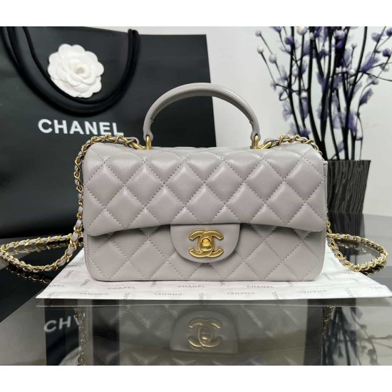 CHANEL MINI FLAP BAG WITH TOP HANDLE  AS2431 Grey