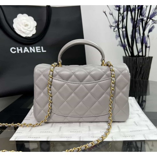 CHANEL MINI FLAP BAG WITH TOP HANDLE  AS2431 Grey