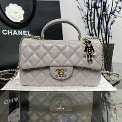 CHANEL MINI FLAP BAG WITH TOP HANDLE  AS2431 Grey