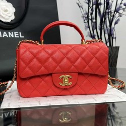 CHANEL MINI FLAP BAG WITH TOP HANDLE  AS2431 Red