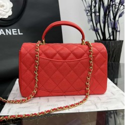 CHANEL MINI FLAP BAG WITH TOP HANDLE  AS2431 Red