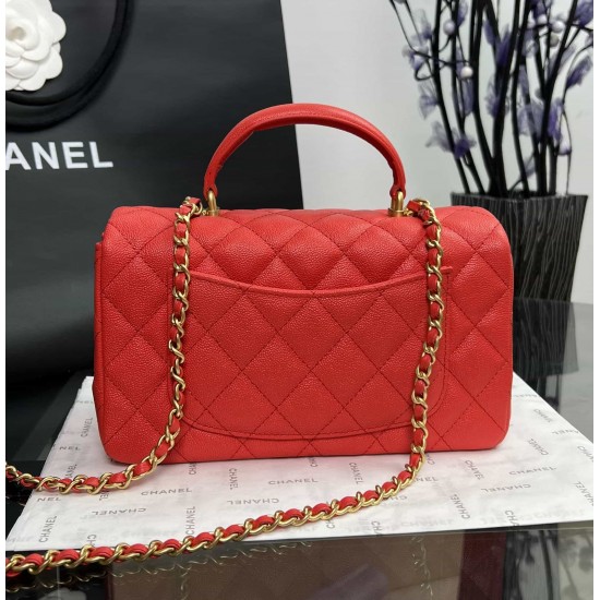 CHANEL MINI FLAP BAG WITH TOP HANDLE  AS2431 Red