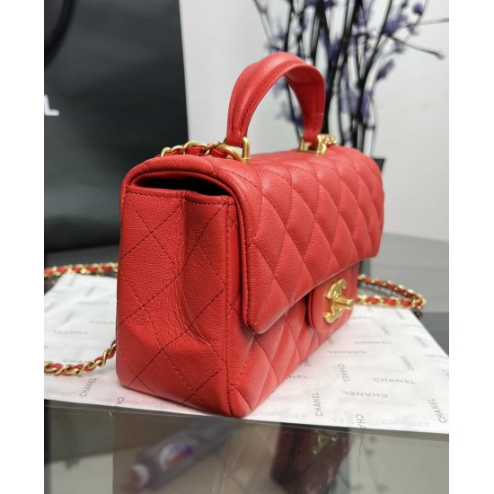 CHANEL MINI FLAP BAG WITH TOP HANDLE  AS2431 Red