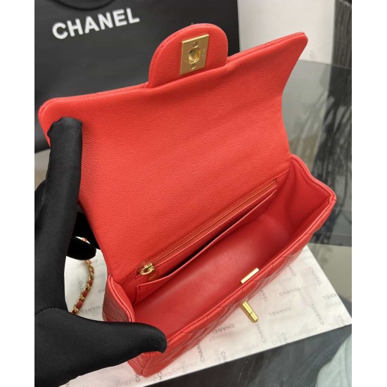 CHANEL MINI FLAP BAG WITH TOP HANDLE  AS2431 Red