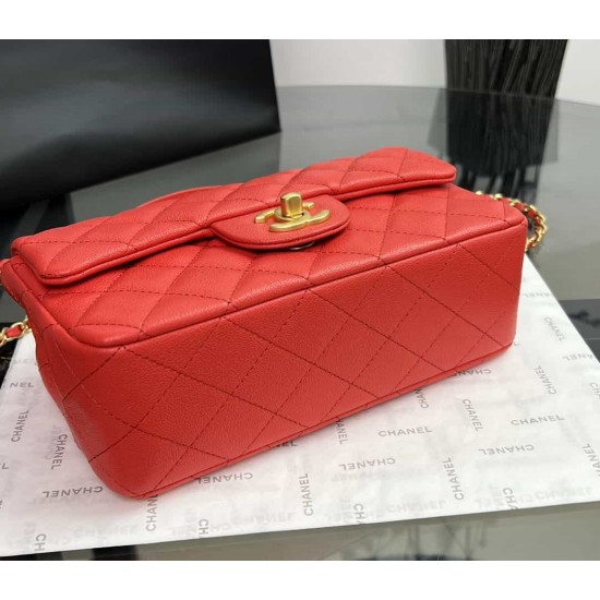 CHANEL MINI FLAP BAG WITH TOP HANDLE  AS2431 Red