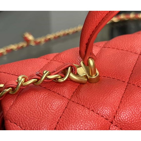 CHANEL MINI FLAP BAG WITH TOP HANDLE  AS2431 Red