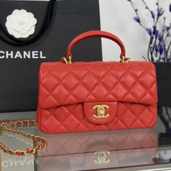 CHANEL MINI FLAP BAG WITH TOP HANDLE  AS2431 Red