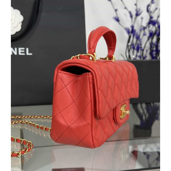 CHANEL MINI FLAP BAG WITH TOP HANDLE  AS2431 Red