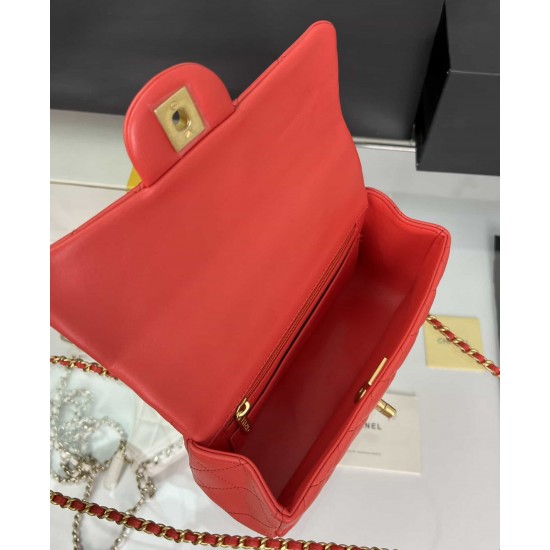 CHANEL MINI FLAP BAG WITH TOP HANDLE  AS2431 Red