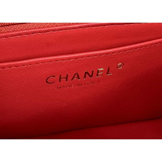 CHANEL MINI FLAP BAG WITH TOP HANDLE  AS2431 Red