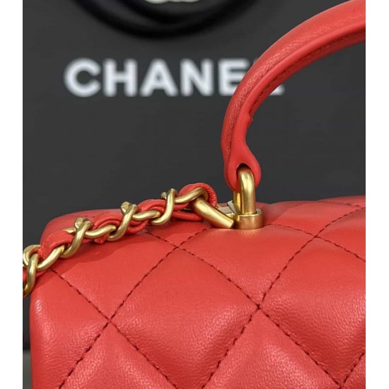 CHANEL MINI FLAP BAG WITH TOP HANDLE  AS2431 Red