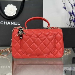 CHANEL MINI FLAP BAG WITH TOP HANDLE  AS2431 Red