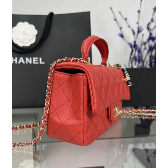 CHANEL MINI FLAP BAG WITH TOP HANDLE  AS2431 Red