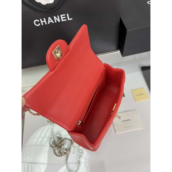 CHANEL MINI FLAP BAG WITH TOP HANDLE  AS2431 Red