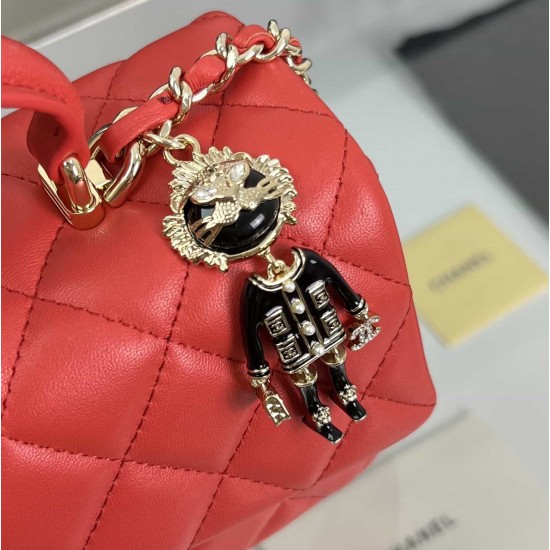 CHANEL MINI FLAP BAG WITH TOP HANDLE  AS2431 Red