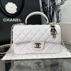 CHANEL MINI FLAP BAG WITH TOP HANDLE  AS2431 White