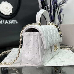 CHANEL MINI FLAP BAG WITH TOP HANDLE  AS2431 White