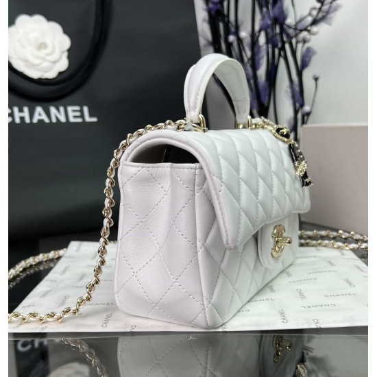 CHANEL MINI FLAP BAG WITH TOP HANDLE  AS2431 White