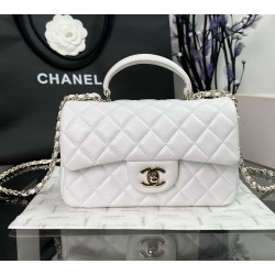 CHANEL MINI FLAP BAG WITH TOP HANDLE  AS2431 White