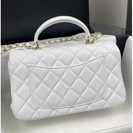 CHANEL MINI FLAP BAG WITH TOP HANDLE  AS2431 White