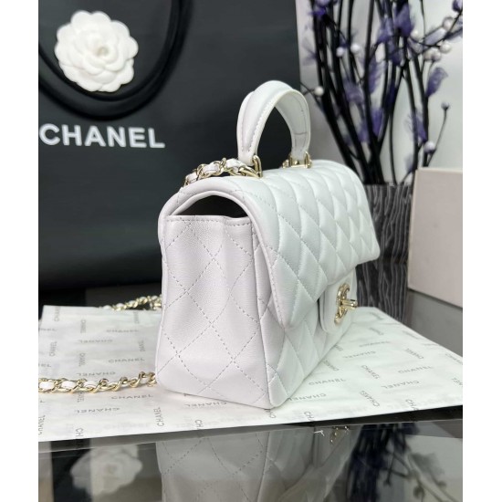 CHANEL MINI FLAP BAG WITH TOP HANDLE  AS2431 White