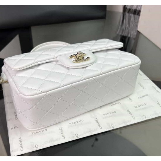 CHANEL MINI FLAP BAG WITH TOP HANDLE  AS2431 White