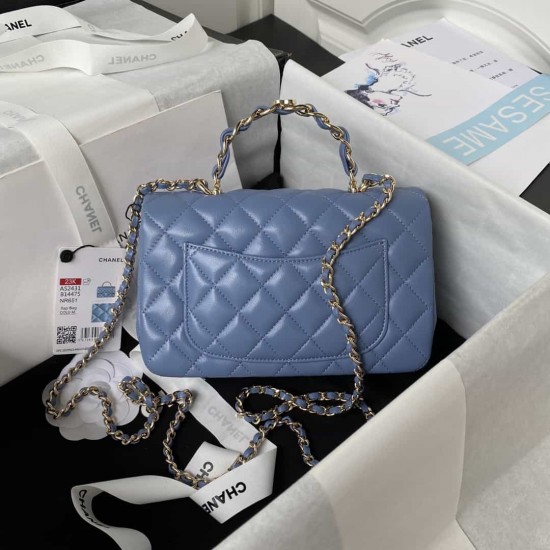 CHANEL MINI FLAP BAG WITH TOP HANDLE  AS2431 Blue