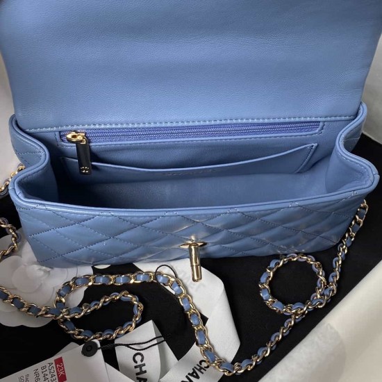 CHANEL MINI FLAP BAG WITH TOP HANDLE  AS2431 Blue