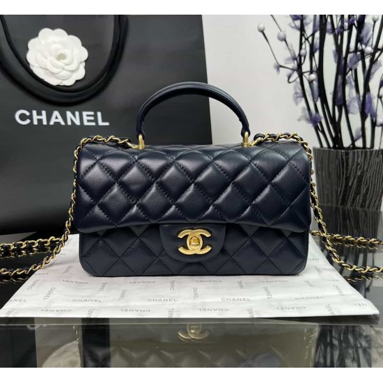 CHANEL MINI FLAP BAG WITH TOP HANDLE  AS2431 Blue