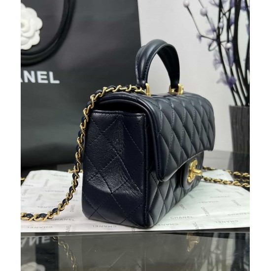 CHANEL MINI FLAP BAG WITH TOP HANDLE  AS2431 Blue