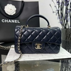 CHANEL MINI FLAP BAG WITH TOP HANDLE  AS2431 Blue