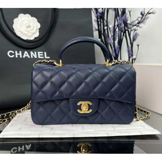 CHANEL MINI FLAP BAG WITH TOP HANDLE  AS2431 Blue