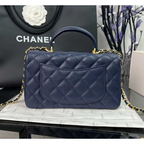 CHANEL MINI FLAP BAG WITH TOP HANDLE  AS2431 Blue