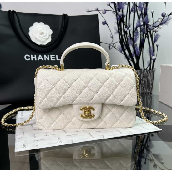 CHANEL MINI FLAP BAG WITH TOP HANDLE  AS2431 White