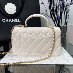 CHANEL MINI FLAP BAG WITH TOP HANDLE  AS2431 White