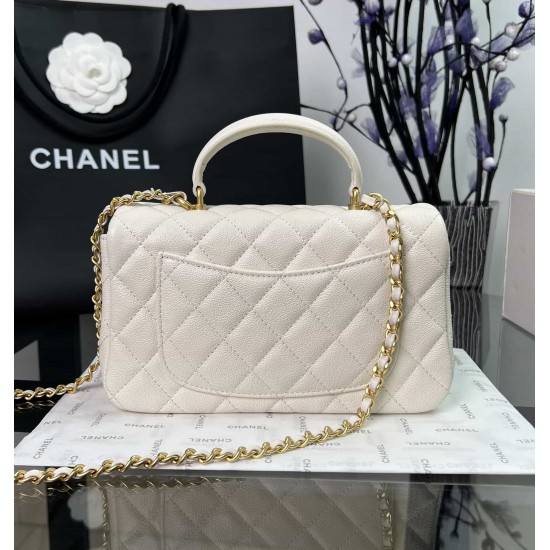 CHANEL MINI FLAP BAG WITH TOP HANDLE  AS2431 White